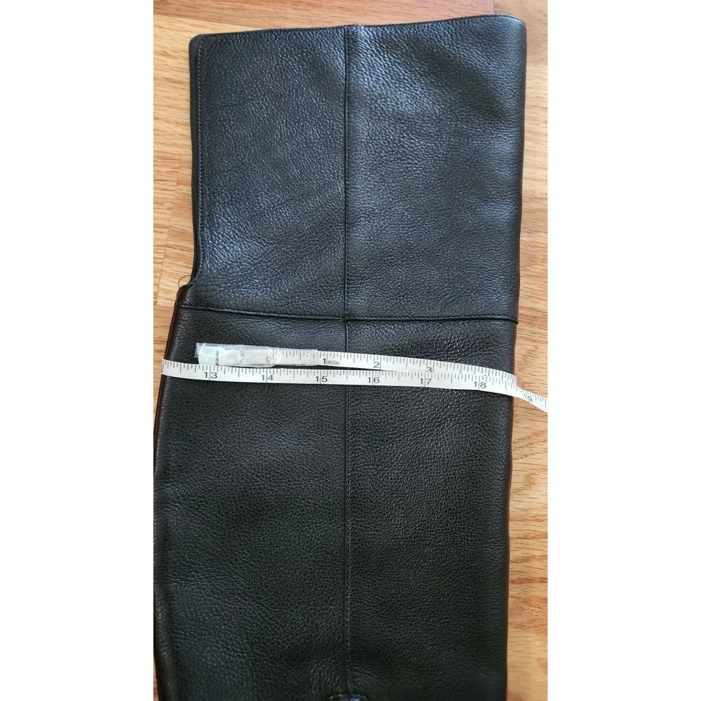 Via Spiga Beline Over The Knee Boots Black Pebbled Leather Block Heel Size 6 M